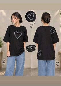 Oversized Black Heart Graphic T-Shirt