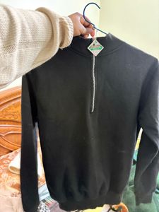 Black Half-Zip Pullover Sweatshirt