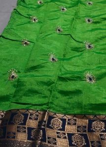 Vibrant Green Embroidered Silk Saree