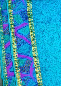 Vantage  Blue Saree with Pink Border