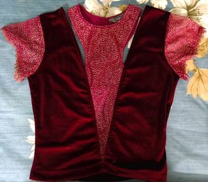 Romantic Goth Wine Red Velvet Top!🍷