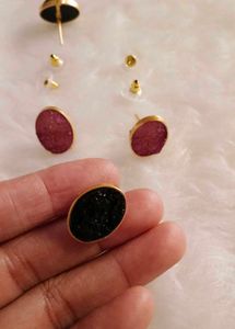 Sparkling Oval Stud Earrings