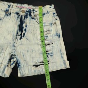Distressed Acid Wash Denim Shorts
