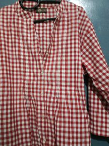 Red &amp; White Checkered Kurta