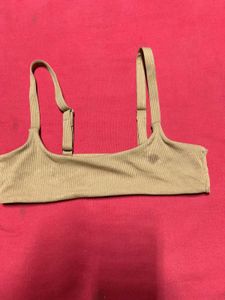 Beige Ribbed Bralette