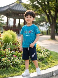Boys' Teal Graphic T-Shirt & Navy Shorts Set
