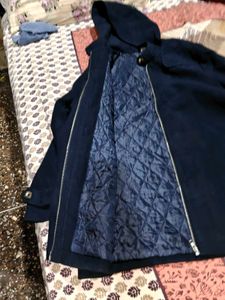 Navy Blue Hooded Jacket zipper