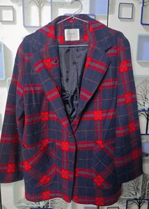Red & Blue Plaid Blazer