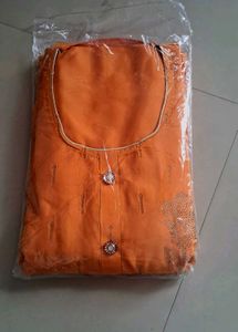 Orange Kurta Set With Minimal Work