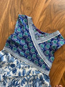 Blue Floral Print Ethnic Kurta