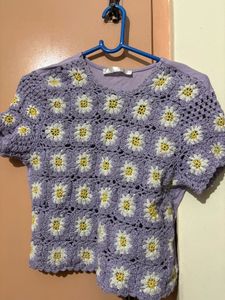 Crochet Daisy Flower Crop Top