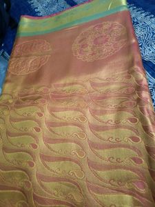 Elegant Green &amp; Orange Saree pure pattu