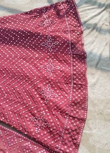 Mirror Work Embroidery A Line Gown With Dupatta