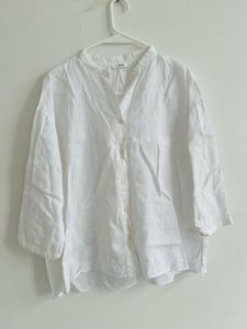 Classic White Linen Button-Up Shirt