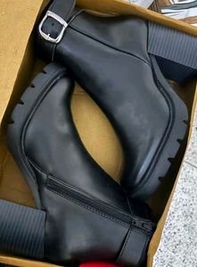 Chunky Black Heeled Ankle Boots