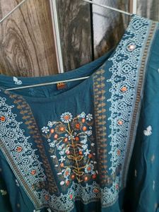 Teal Embroidered Kurta