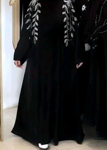 Fixed price  Abaya with Silver Embroidery