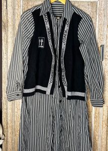 ( ON SALE⚡️)🕊️Striped Shirt Dress with Vest