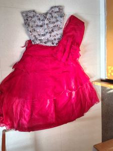 Stunning Sequined Blouse & Red Lehenga Set