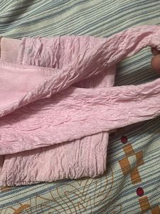 Pink Textured Halter Neck Crop Top