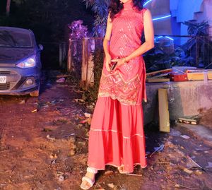 Rakshabandhan outfit Stylish Pink Sequined Sharara