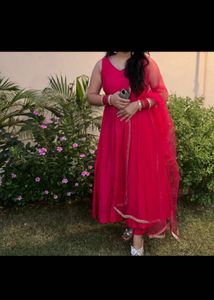 Vibrant Pink Kurta Set with Dupatta