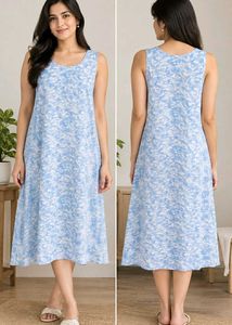 Land's end Blue & White Tie-Dye Sleeveless Dress