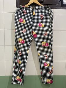 Chic Gingham Floral Butterfly Pants