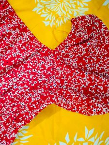 Red Mini Floral Print Dress 🎀