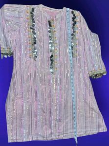 Kashmiri kurti Women's Premium Sequin Stripe Kurt