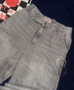 ✨💿ultra baggy Y2K low waist grey denim