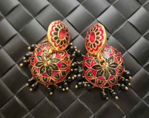 Red &amp; Black Jhumka Earrings - New