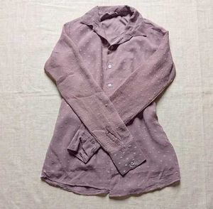 Sheer Dobby Dot Button-Up Shirt