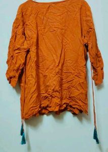 "FREEBIE" Boho Embroidered Orange Tunic Top