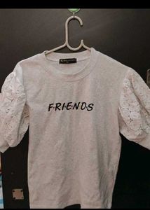 Cute Friends Graphic Tee &amp; V-Neck Vest Set