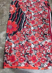 Stunning Black Red Floral Saree