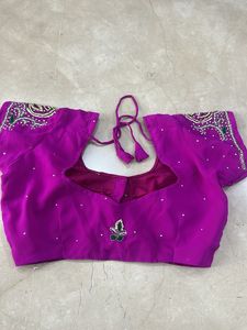 Magenta Embellished Saree Blouse