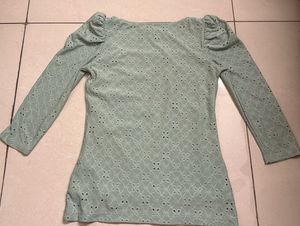 Mint Green Broderie Anglaise Top