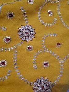Vibrant Yellow Embroidered Saree