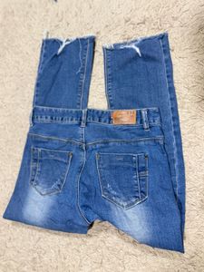 Blue Denim Ripped Jeans