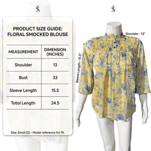 Chic Yellow Floral Smocked Blouse