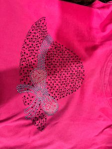 SALE🎀Pink T-Shirt with Rhinestone Design