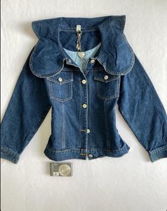 Stylish Denim Jacket with Large Collar