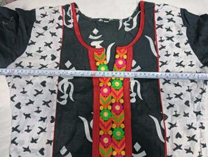 Stylish Black 👗💯 % cotton &amp; White Printed Kurta