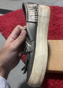 RENBEN Silver Fringe Slip-On Shoes