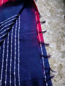 Ombre Blue &amp; Pink Saree with White Stripes
