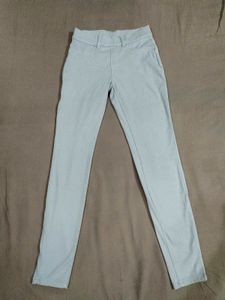 Women's Light Blue Slim Fit Pants | Casual &amp; Offic