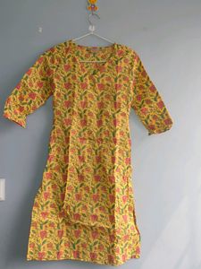 Vibrant Yellow Floral Kurti