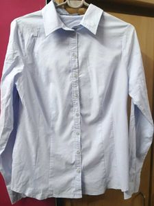 fitted siren style shirt lght Blue Button-Down Shi