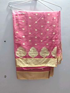 Elegant Pink Brocade saree with blouse